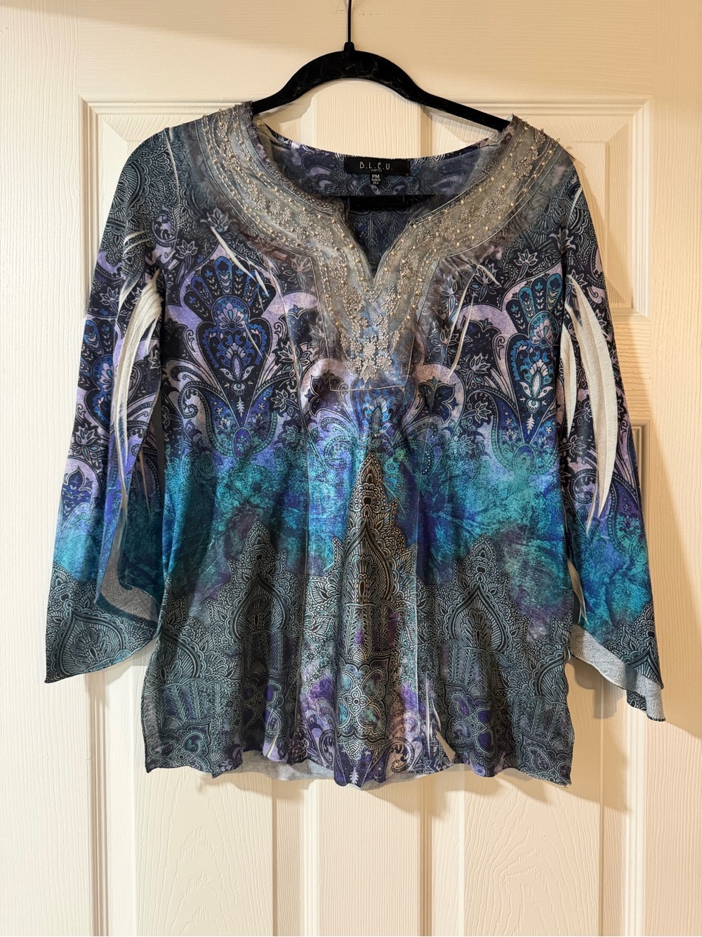 Bleu Y2K Beaded Embroidered Long Sleeve